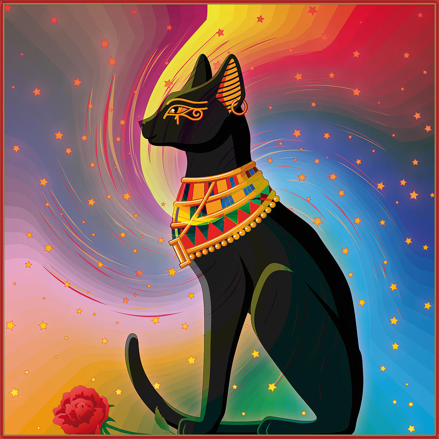 Музыка египта для кошек. Бастет картина. Египетская богиня кошка. Древнеегипетская кошка Бастет. Египетская кошка арт.