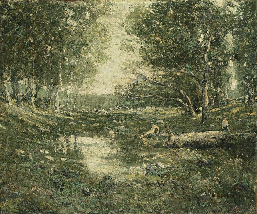 Ernest Lawson Painting - Bathers, Woodland, from 1915 by Ernest Lawson