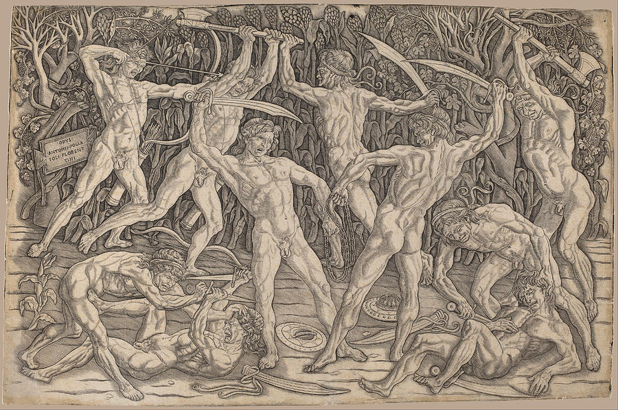 Battle of the Nudes #3 Drawing by Antonio del Pollaiuolo Battle of the Nudes #3 Drawing by Antonio del Pollaiuolo