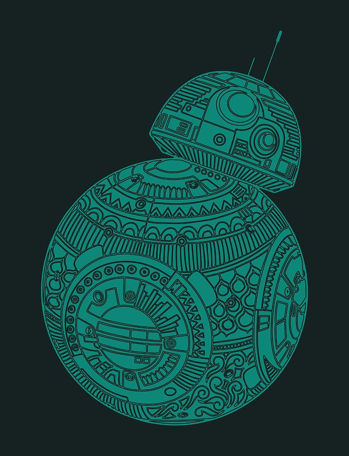 Star Wars Mixed Media - BB8 DROID - Star Wars Art, Blue #1 by Studio Grafiikka