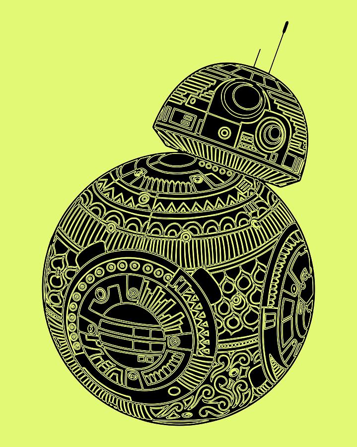 BB8 DROID - Star Wars Art, Brown #1 Mixed Media by Studio Grafiikka