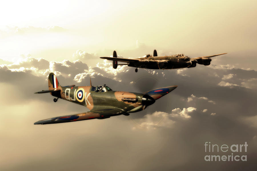 BBMF Spitfire and Lancaster #2 Digital Art by Airpower Art