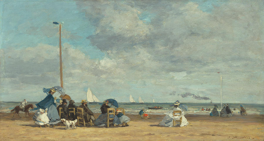 Beach At Trouville #2 Painting by Eugene Boudin