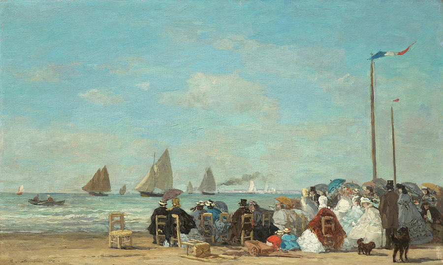 Beach Scene At Trouville Painting by Eugene Boudin