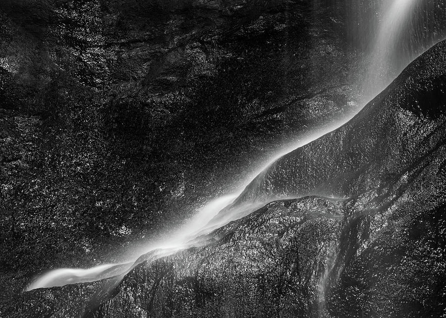 Black And White Photograph - Beautiful peaceful black and white long exposure waterfall detai #2 by Matthew Gibson
