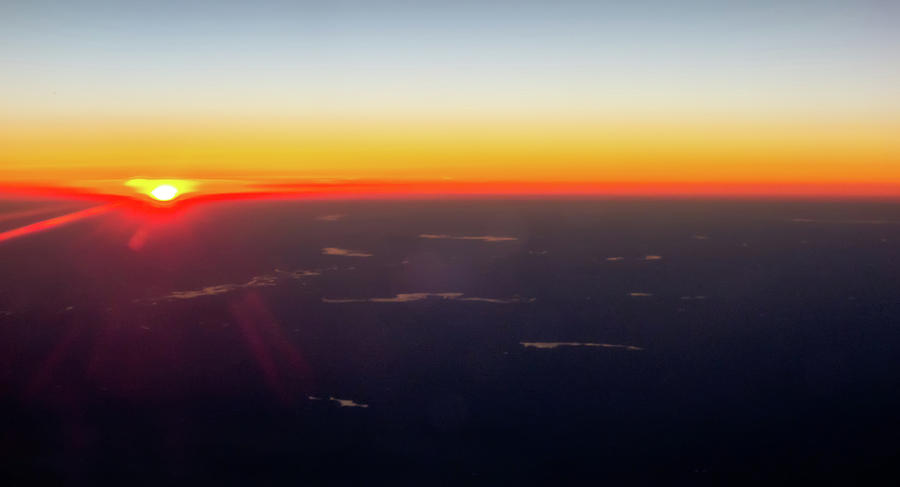 Beautiful Sunset View From An Airplane Over Land #2 Photograph by Alex Grichenko