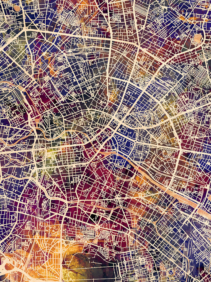 Berlin Digital Art - Berlin Germany City Map #2 by Michael Tompsett