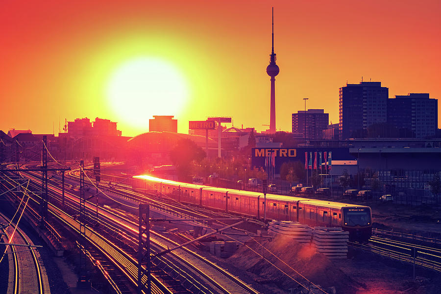 Berlin - Sunset Skyline Photograph by Alexander Voss