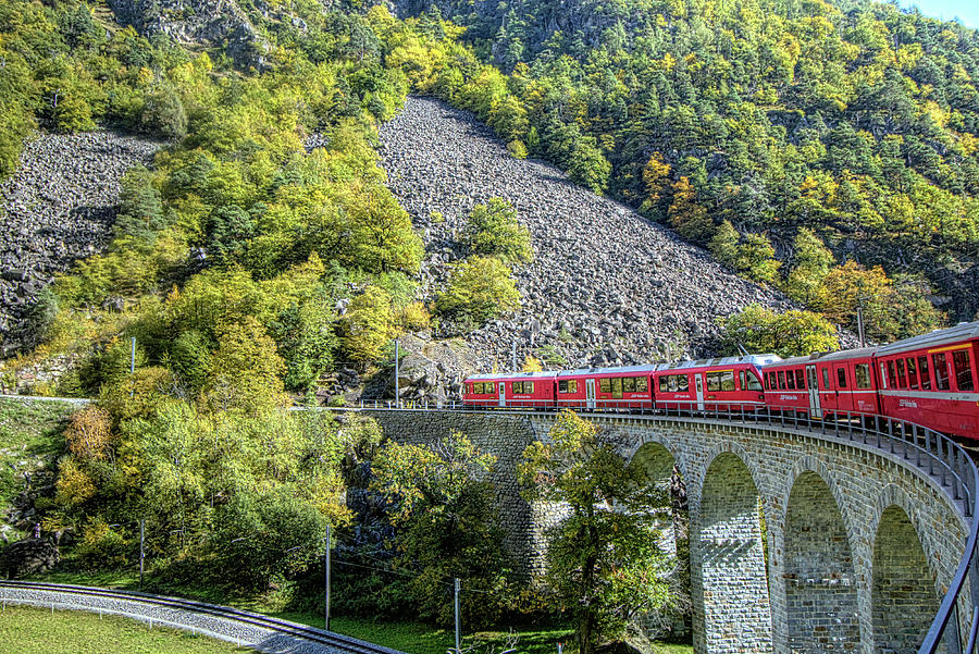 Bernina Alpine Train Express Alps Italy Switzerland #2 Photograph by Paul James Bannerman