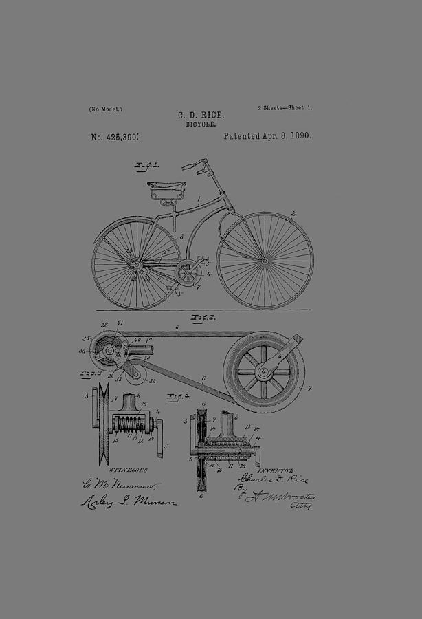 Bicycle patent from 1890 #3 Photograph by Chris Smith