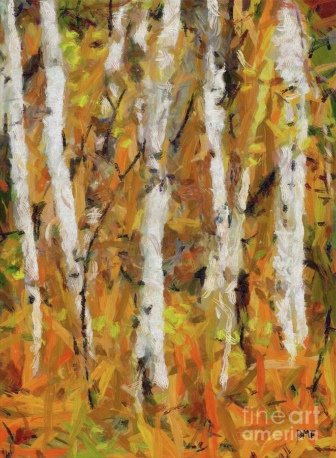 Birch Trees  in Autumn #3 Painting by Dragica Micki Fortuna