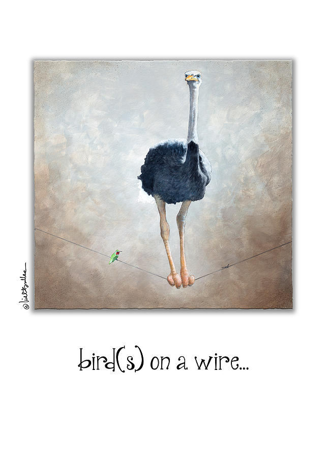 Bird Painting - Birds On A Wire... #1 by Will Bullas