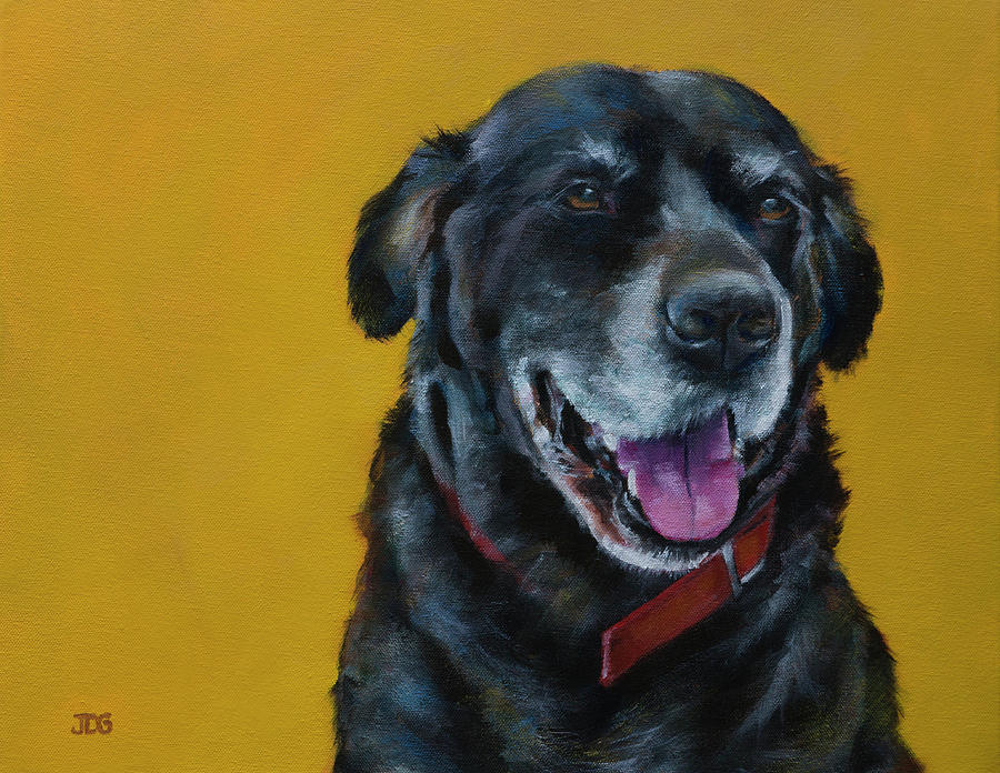 Black Lab Painting - Black Labrador Retriever #2 by Julie Dalton Gourgues