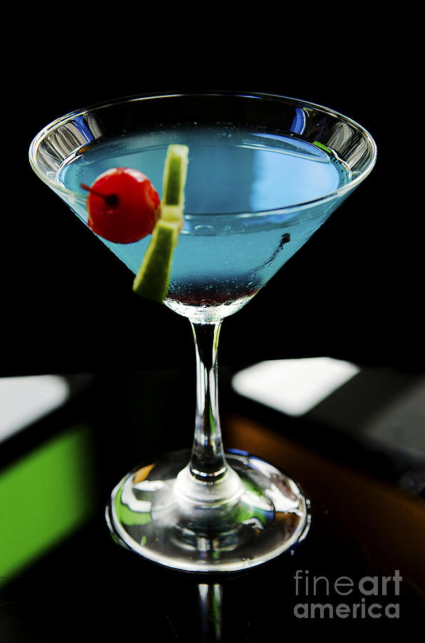 Blue Cocktail With Cherry And Lime #2 Photograph by JM Travel Photography