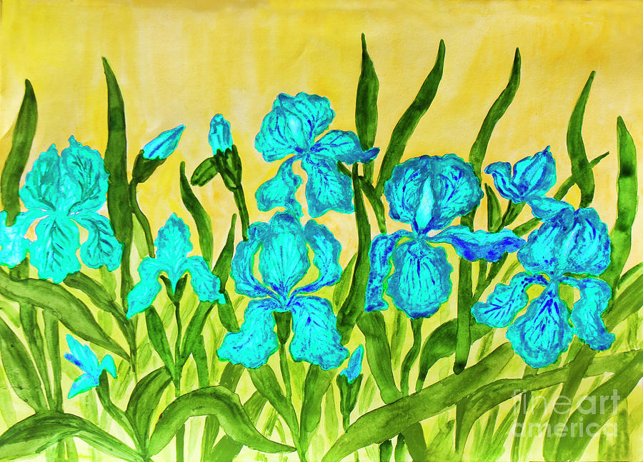 Blue irises #2 Painting by Irina Afonskaya