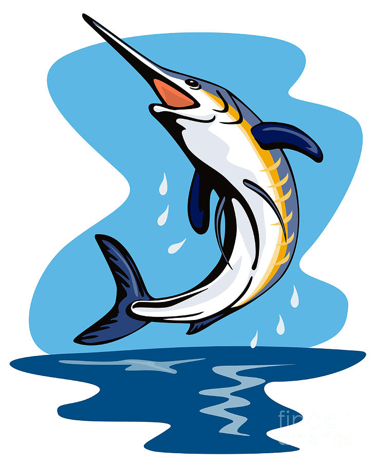 Swordfish Digital Art - Blue Marlin Jumping #2 by Aloysius Patrimonio