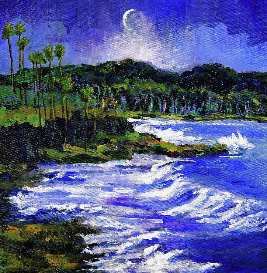 Blue Moon Over Laguna Beach Painting by Randy Sprout