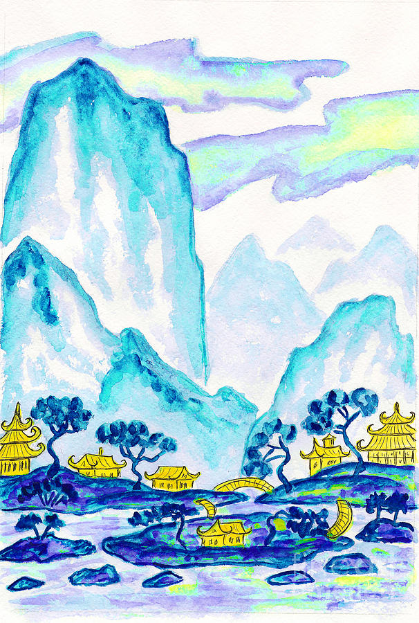 Blue mountains, painting #2 Painting by Irina Afonskaya