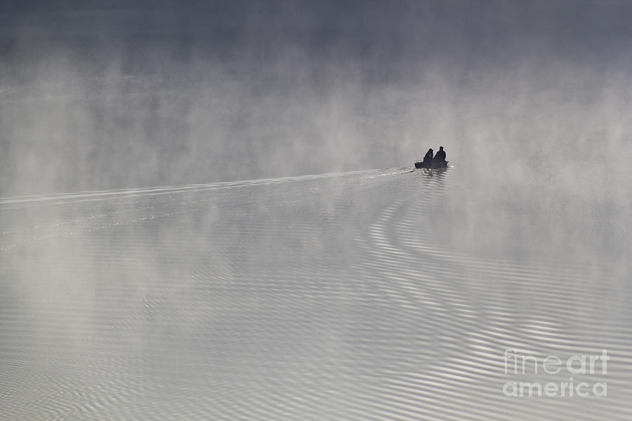 Boat On A Misty Lake #2 Photograph by Falk Herrmann