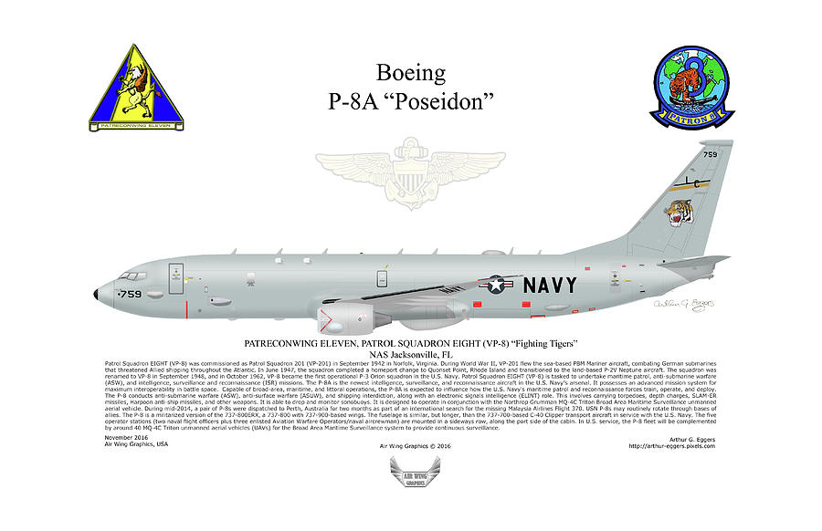 Boeing P-8A Poseidon #3 Digital Art by Arthur Eggers