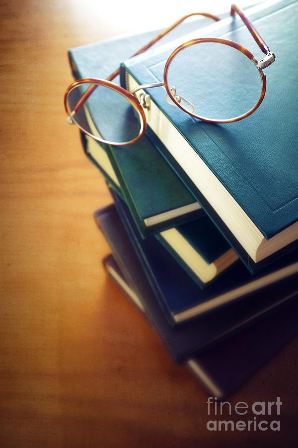 Book Photograph - Books and Glasses #2 by Carlos Caetano