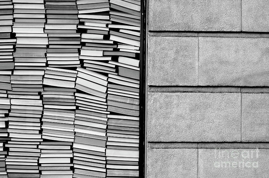Books Stacked Against Window #2 Photograph by Jim Corwin