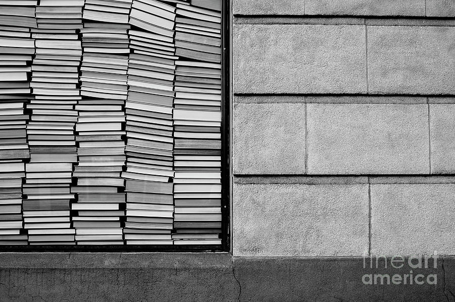 Books Stacked up Against Wall #1 Photograph by Jim Corwin