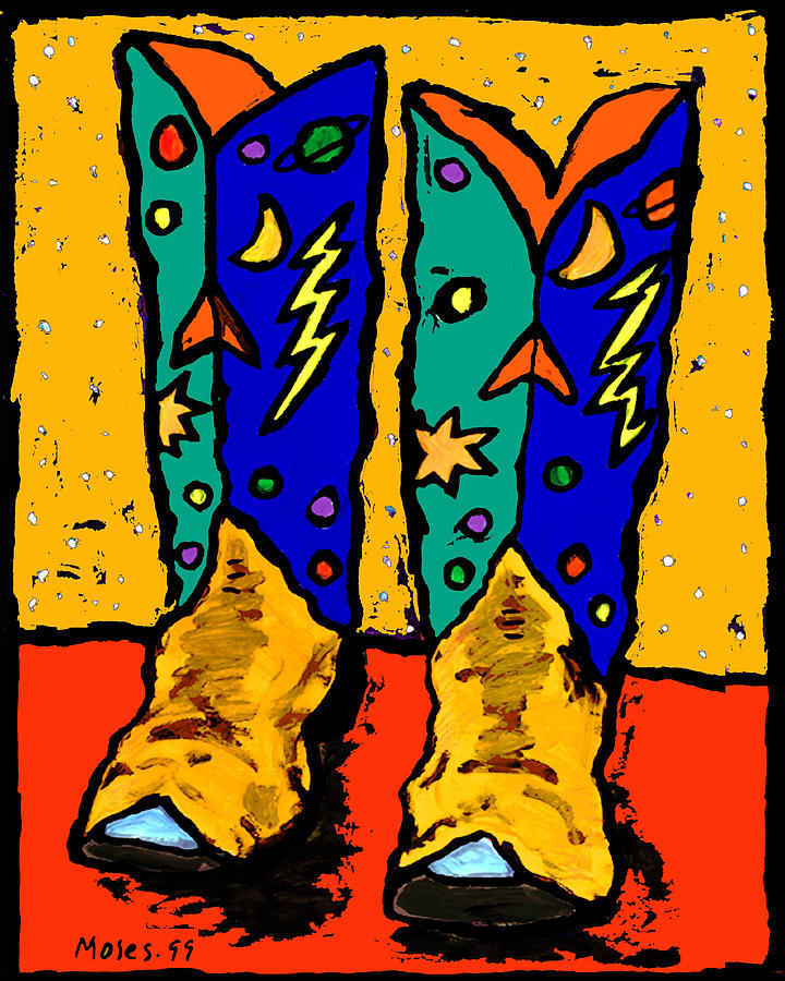 Boots on Yellow #3 Painting by Dale Moses