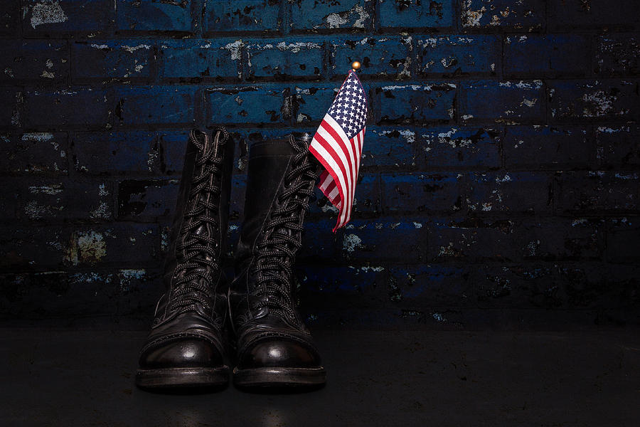 Boot Photograph - Boots with Flag #2 by Erin Cadigan