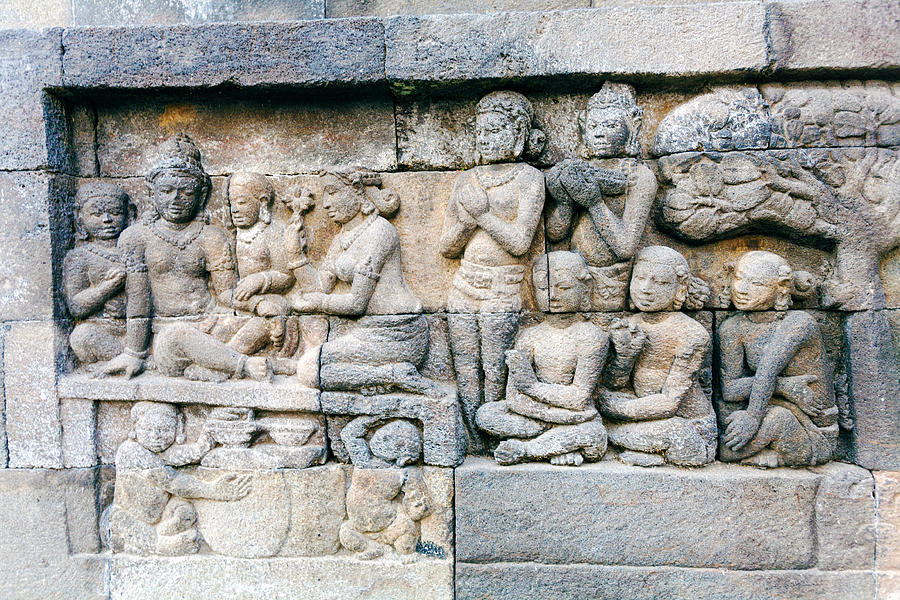 Borobudur Buddhist Temple With Stone Carving, Magelang,  Java Photograph