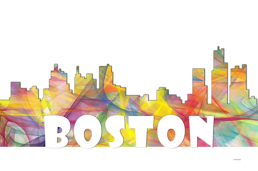 Architecture Digital Art - Boston Massachusetts Skyline #2 by Marlene Watson