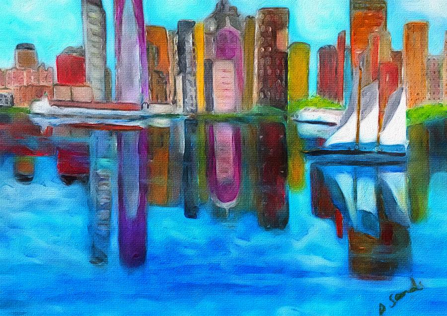 Boston Reflections #2 Painting by Anne Sands