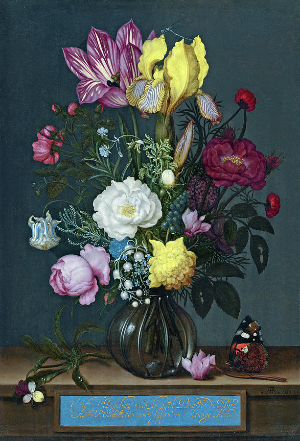 Bouquet of Flowers in a Glass Vase #1 Painting by Ambrosius Bosschaert the Elder