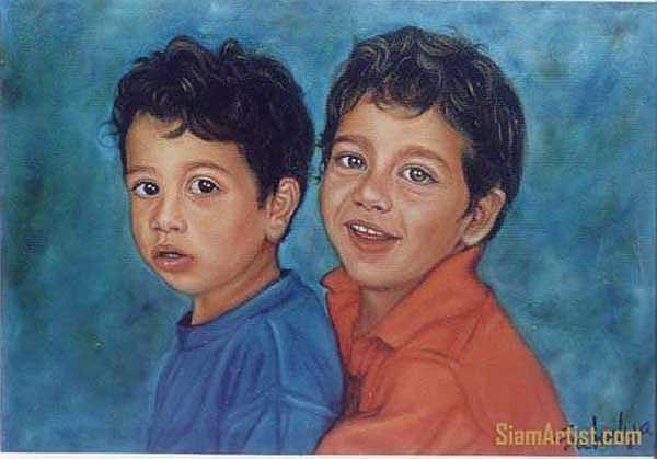 2 Boys Painting by Sukalya Chearanantana
