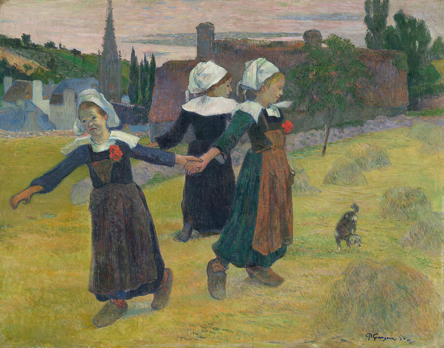 Breton Girls Dancing, from 1888 Painting by Paul Gauguin