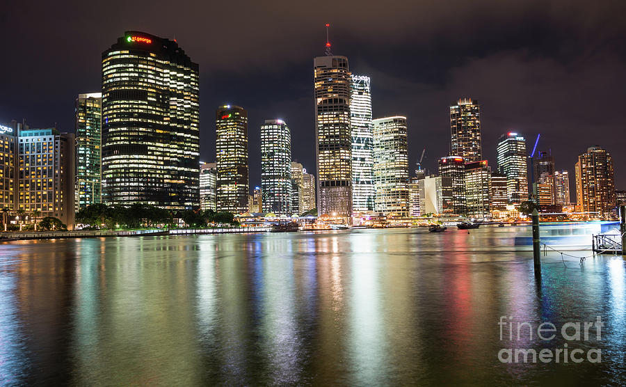Brisbane city skyline after dark #2 Photograph by Andrew Michael