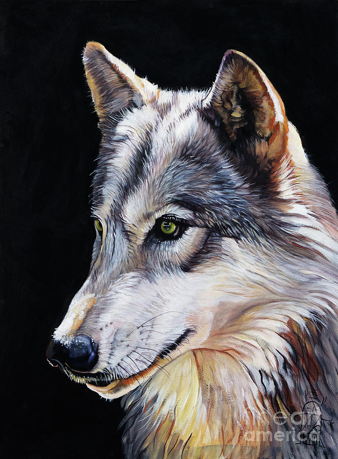 Inspirational Painting - Brother Wolf #1 by J W Baker
