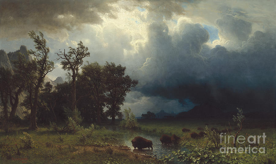 Buffalo Trail  The Impending Storm Painting by Albert Bierstadt