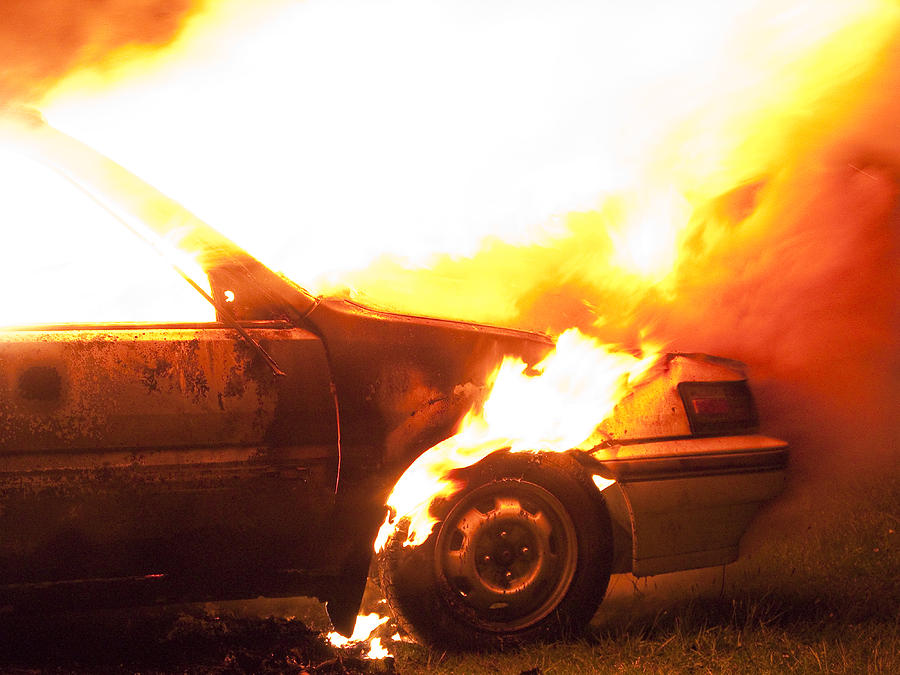 Fire Photograph - Burning Car #2 by Ian Rasmussen