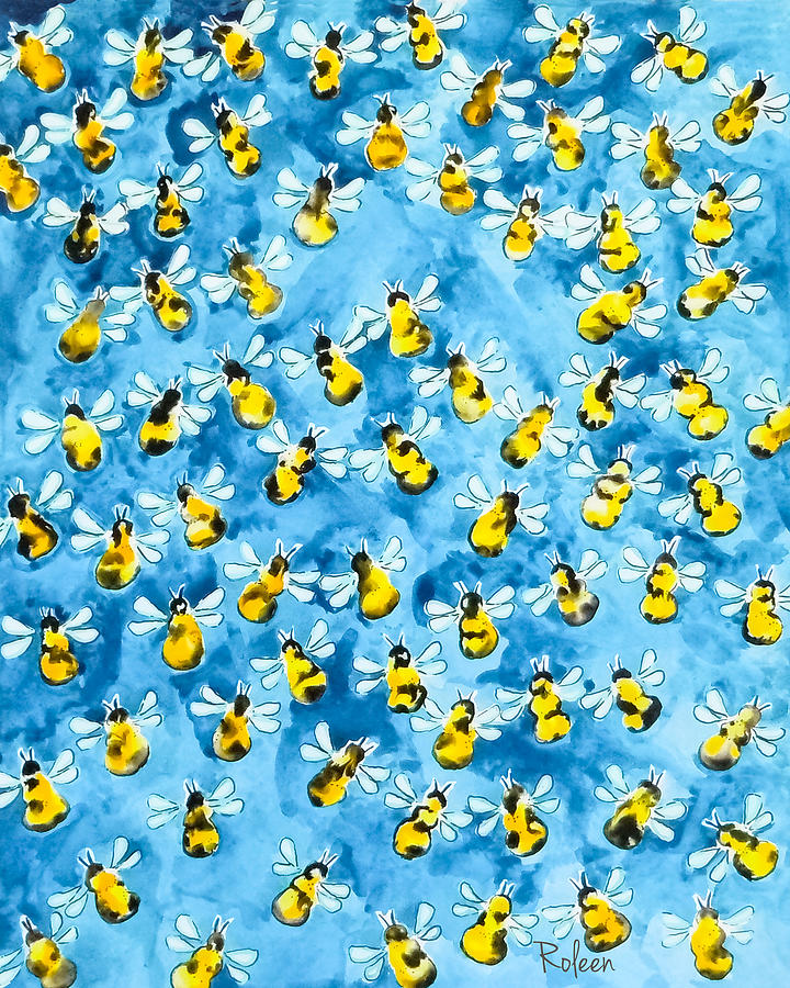 Insects Painting - Busy, Busy Bee by Roleen Senic