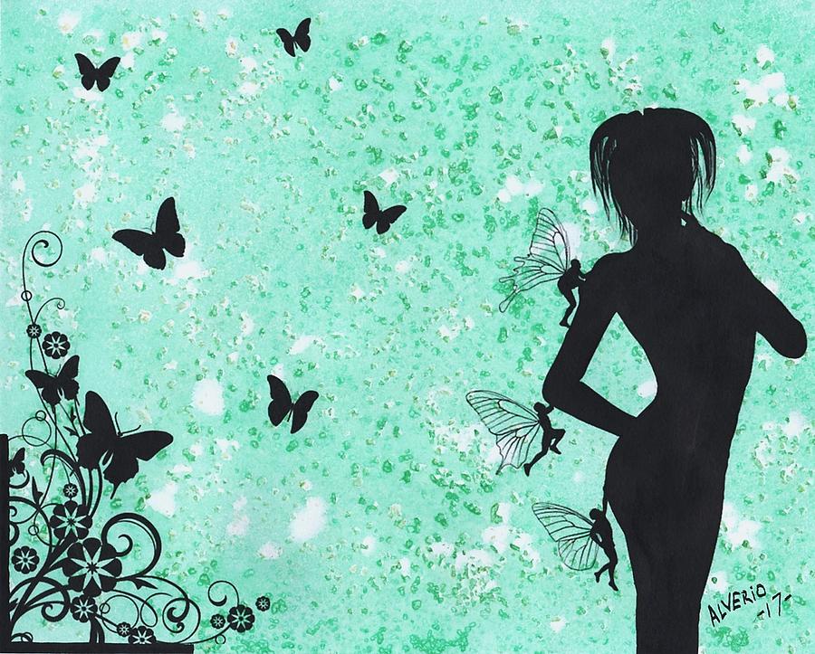 Butterfly Silhouette #2 Painting by Edwin Alverio