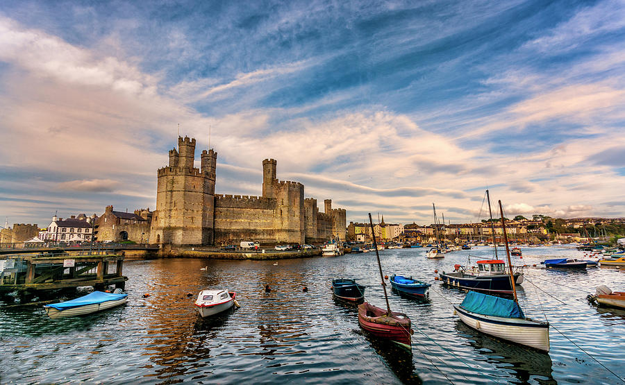 Caernarfon castle and port Digital Art by Tsafreer Bernstein | Pixels