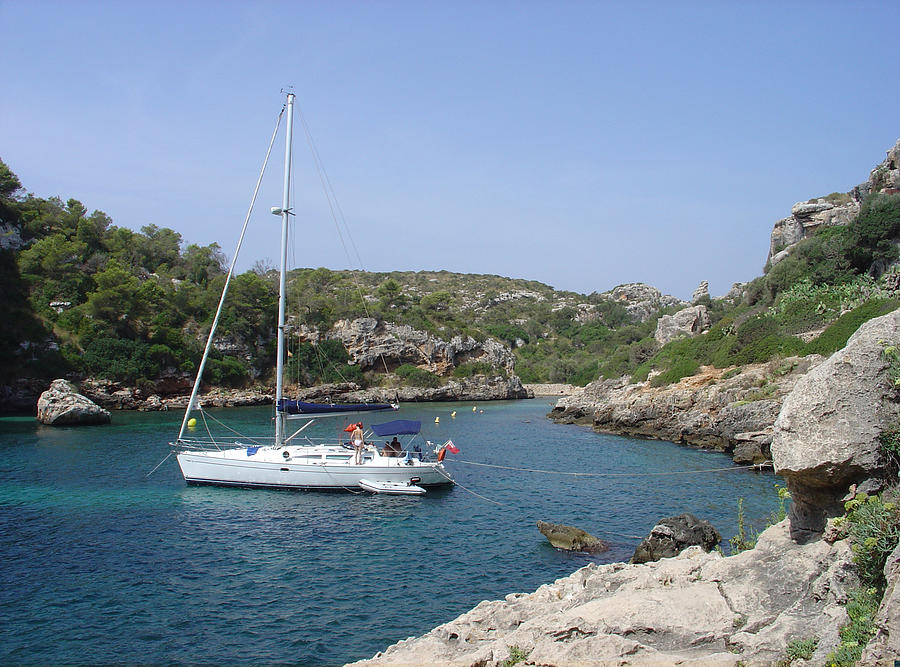 Yacht at Cales Coves Photograph by Rod Johnson