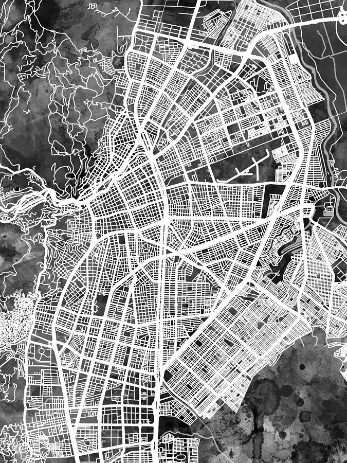Cali Colombia City Map #2 Digital Art by Michael Tompsett