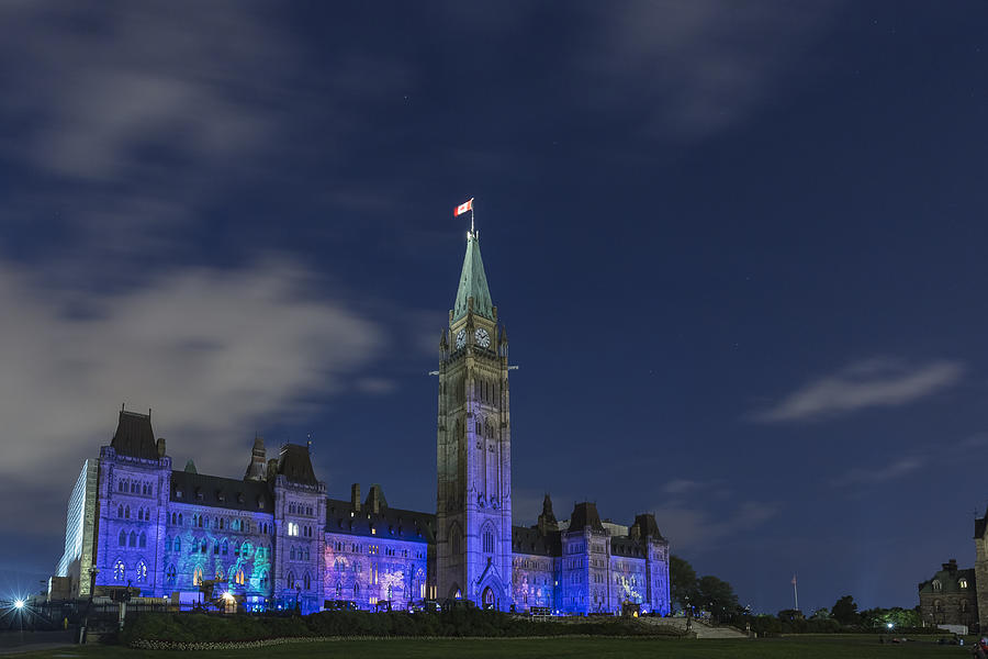 Canadian Parliament Buildings at night #2 Photograph by Josef Pittner