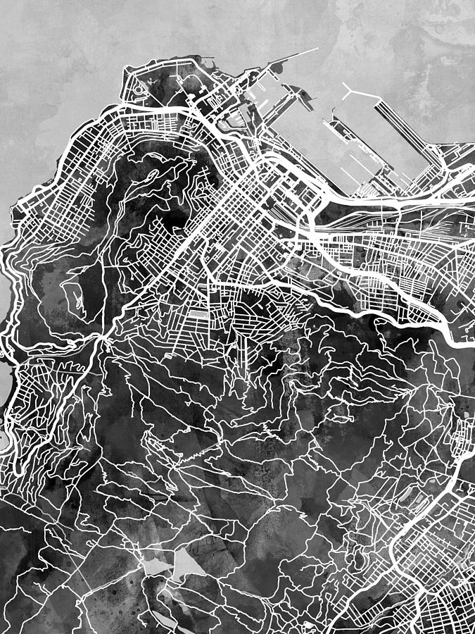 Cape Town South Africa City Street Map #2 Digital Art by Michael Tompsett