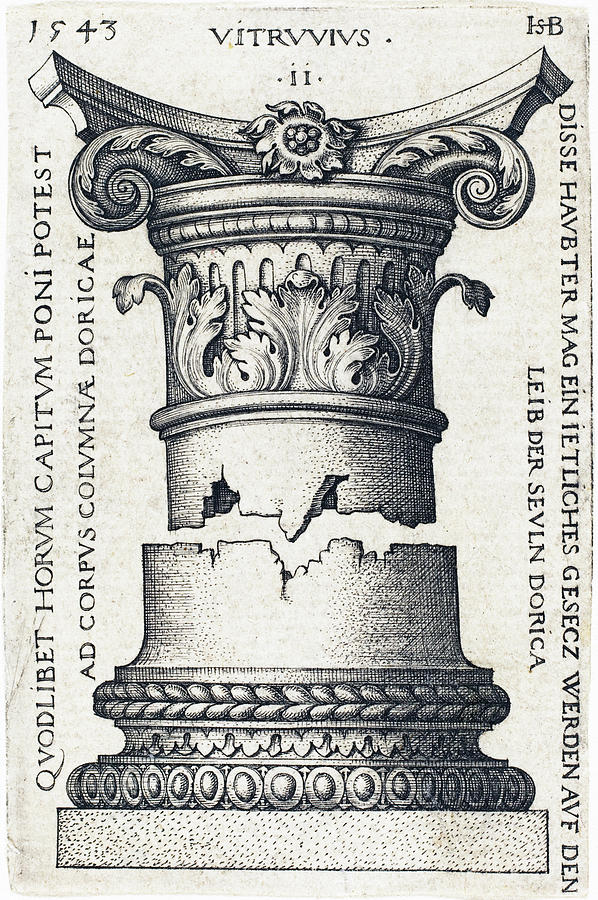 Capital and Base of a Column #2 Drawing by Sebald Beham
