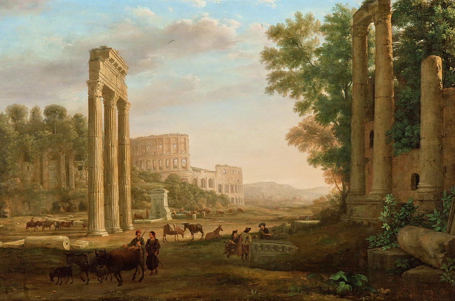 Capriccio with ruins of the Roman Forum Painting by Claude Lorrain ...