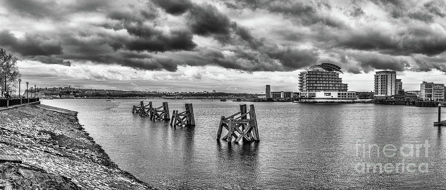 Cardiff Bay Panorama Mono #2 Photograph by Steve Purnell