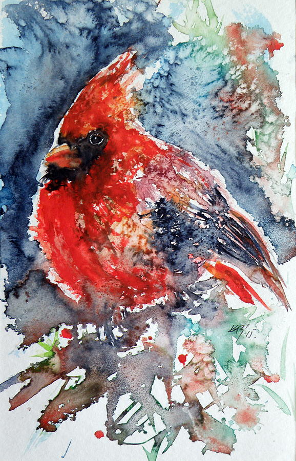 Cardinal bird #1 Painting by Kovacs Anna Brigitta